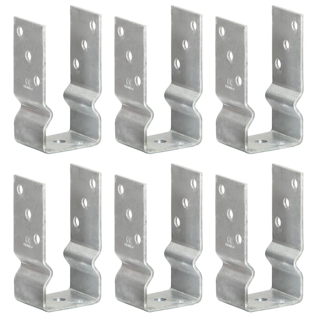 145327 vidaXL Fence Anchors 6 pcs Silver 7x6x15 cm Galvanised Steel
