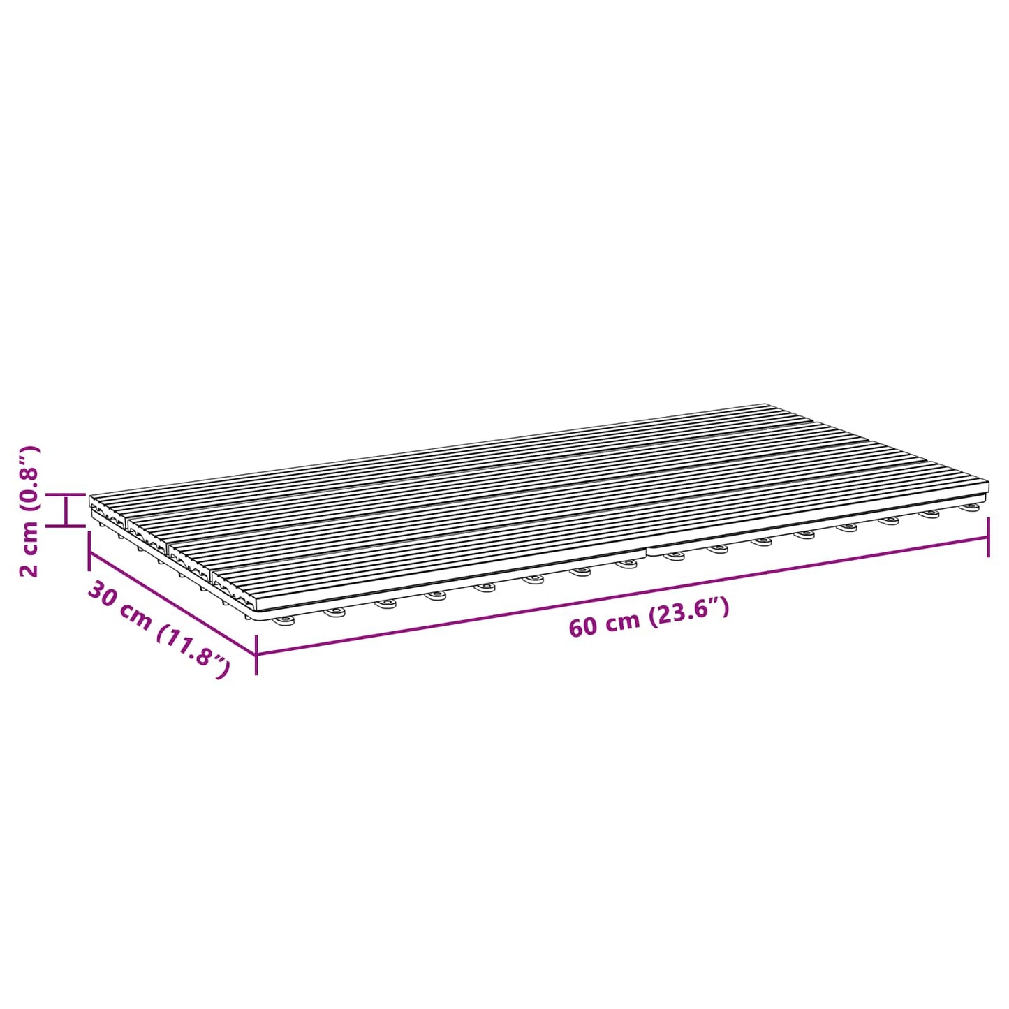 Decking Tile 6 pcs Grey 60 x 30 cm WPC