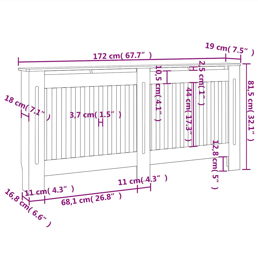 288190 vidaXL Radiator Cover 172x19x81,5 cm MDF