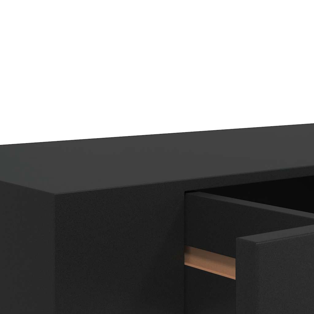 Floating Wall Shelf with Drawer Black 48x25x8 cm