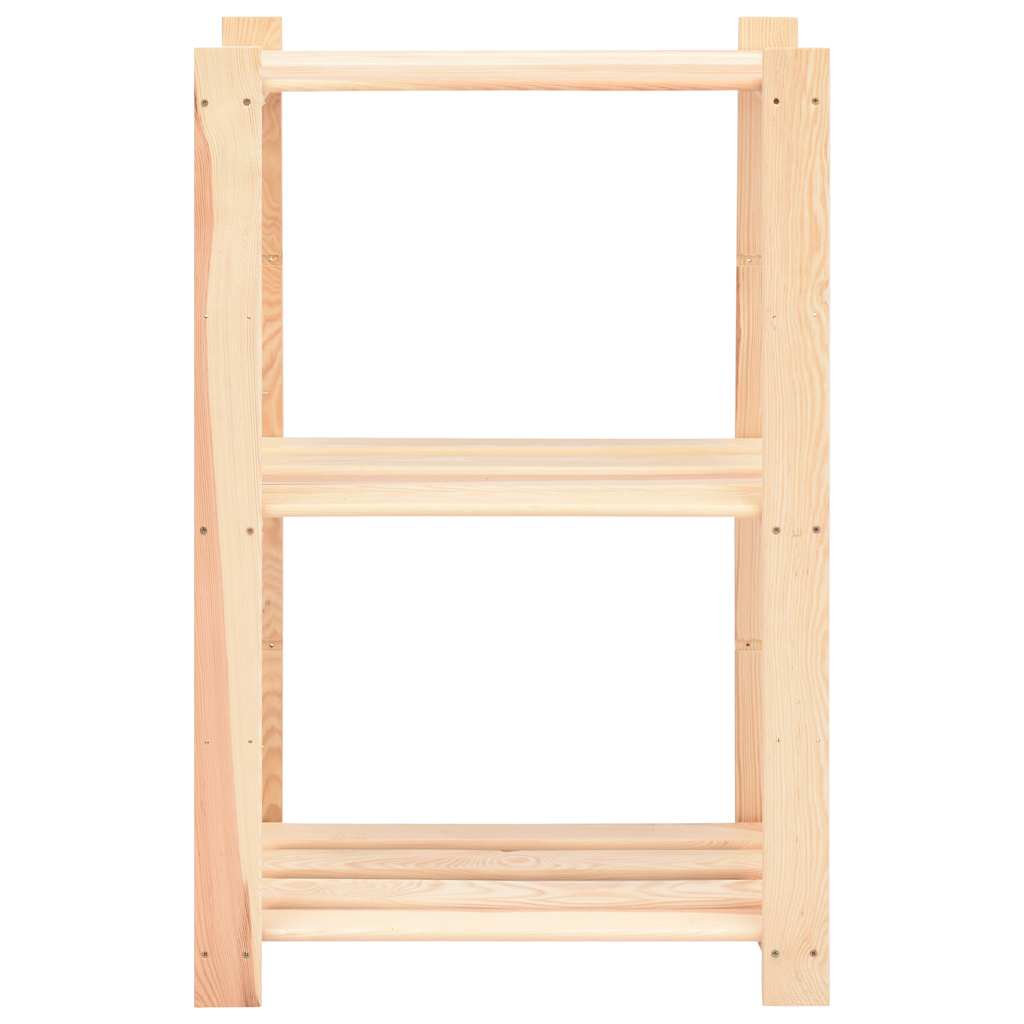 3-Tier Storage Racks 2 pcs 60x38x90 cm Solid Pinewood 150 kg