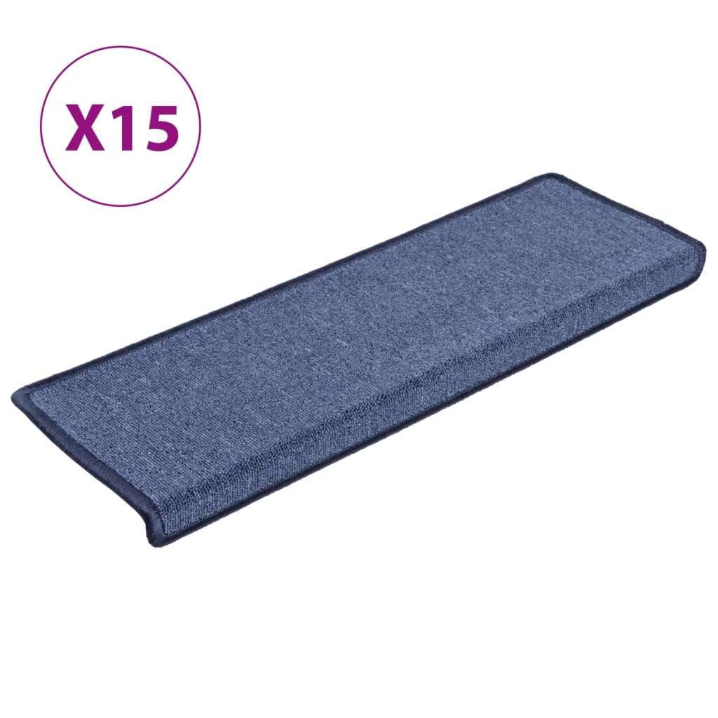Stair Mats 15 pcs 65x21x4 cm Blue Rectangular Edge