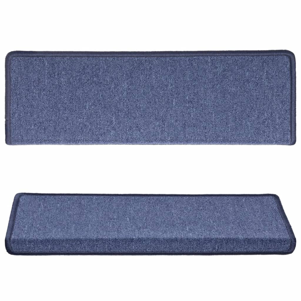 Stair Mats 15 pcs 65x21x4 cm Blue Rectangular Edge
