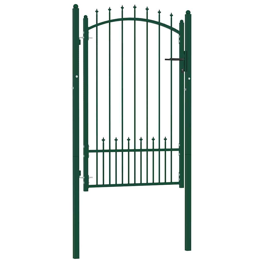 Fence Gate EMMEN with Spikes Steel 104x117 cm Green
