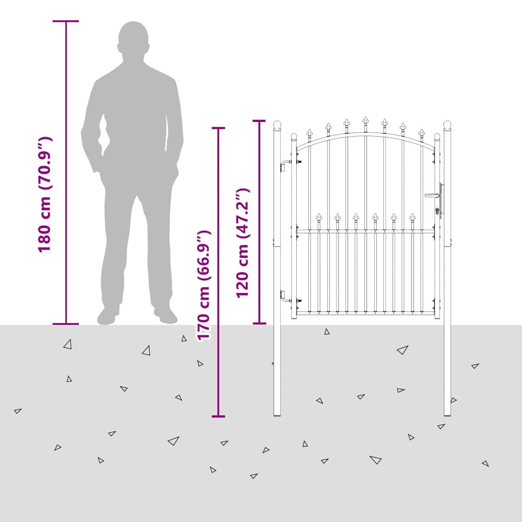 Fence Gate EMMEN with Spikes Steel 104x117 cm Green