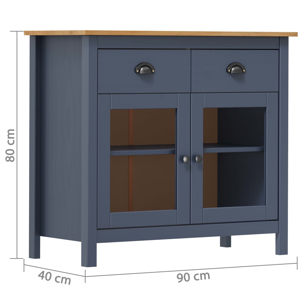 Sideboard Hill Grey 90x40x80 cm Solid Pine Wood