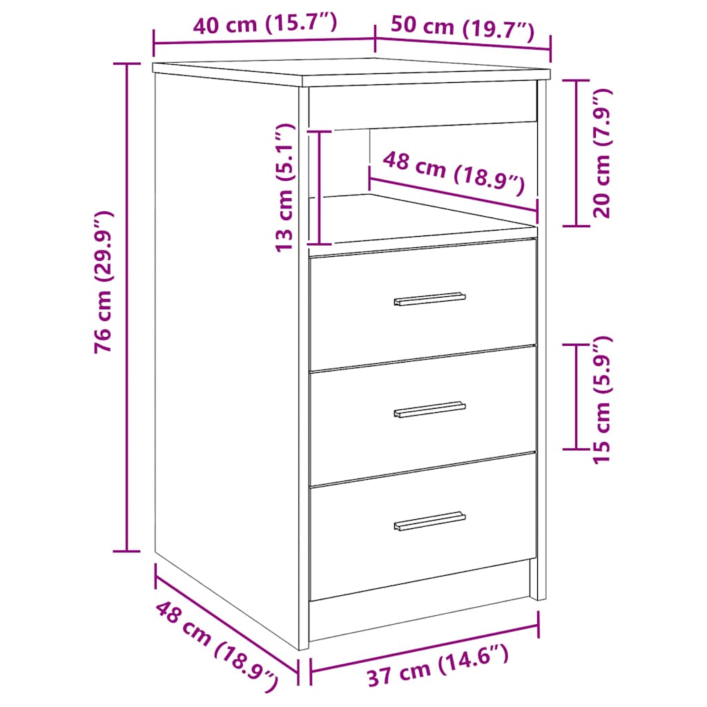 Drawer Cabinet Concrete Grey 40x50x76 cm Engineered Wood