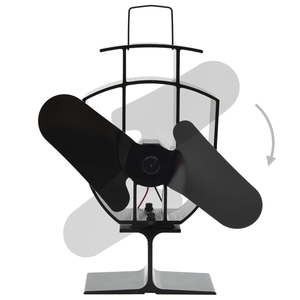 Heat Powered Stove Fan 2 Blades Black