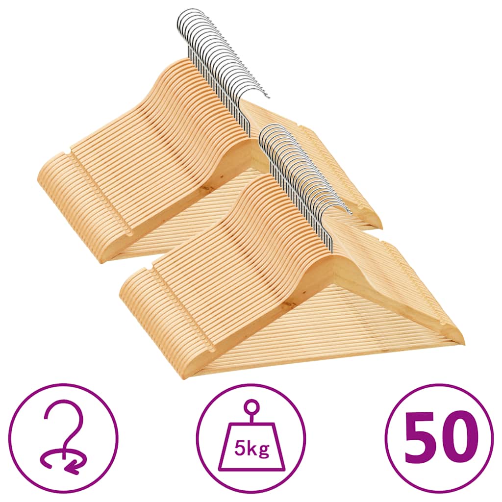 50 pcs Clothes Hanger Set Non-slip Hardwood
