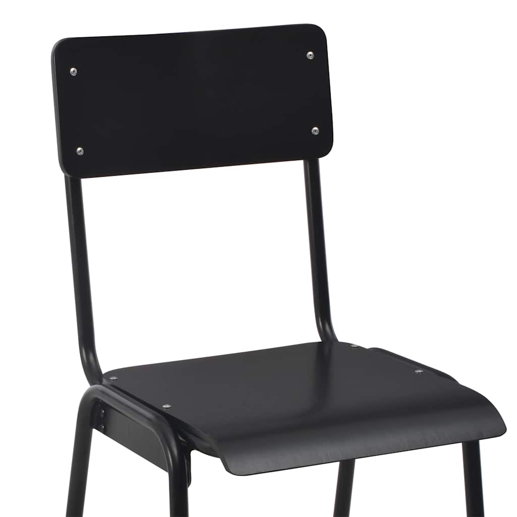 Bar Stools 4 pcs Black Solid Plywood Steel