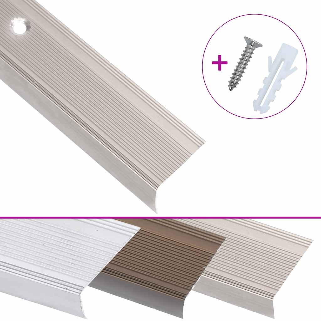 Stair Nosings in L-shape 5 pcs Aluminium 90 cm Champagne