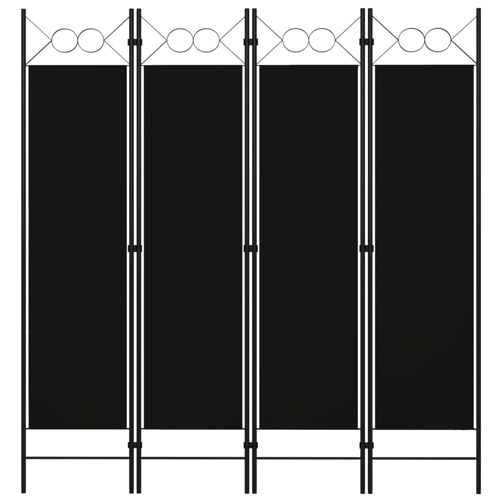320705 vidaXL 4-Panel Room Divider Black 160x180 cm