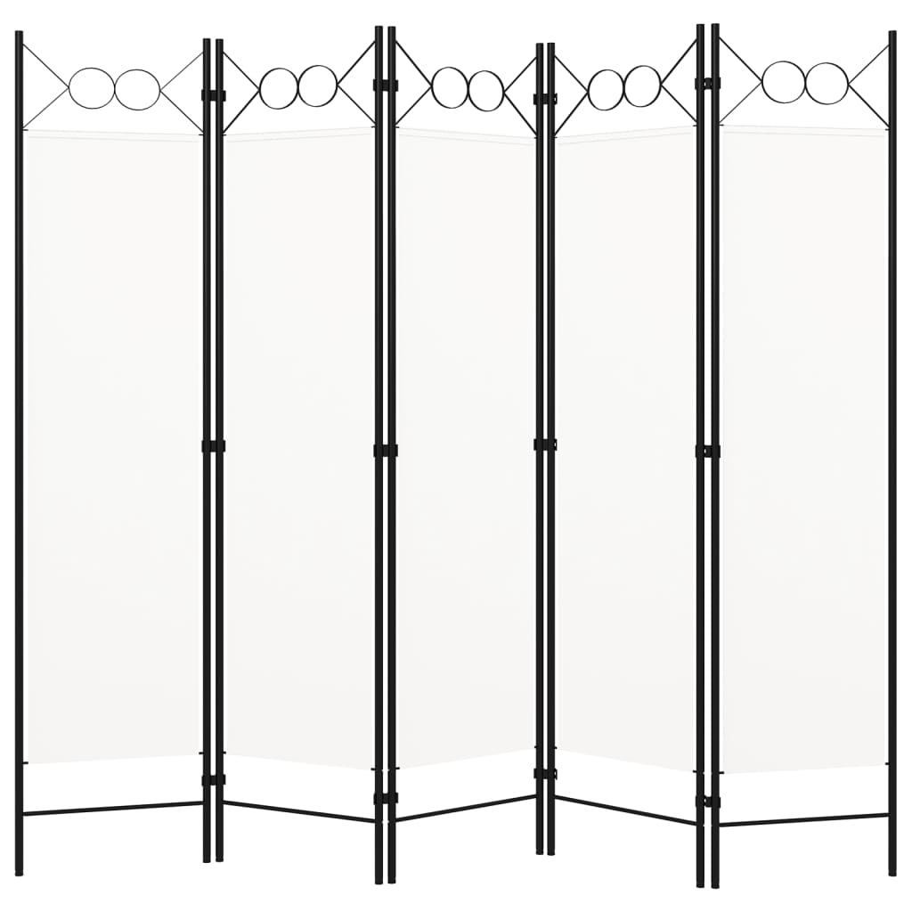 320707 vidaXL 5-Panel Room Divider White 200x180 cm