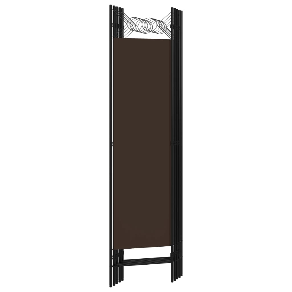 320708 vidaXL 5-Panel Room Divider Brown 200x180 cm