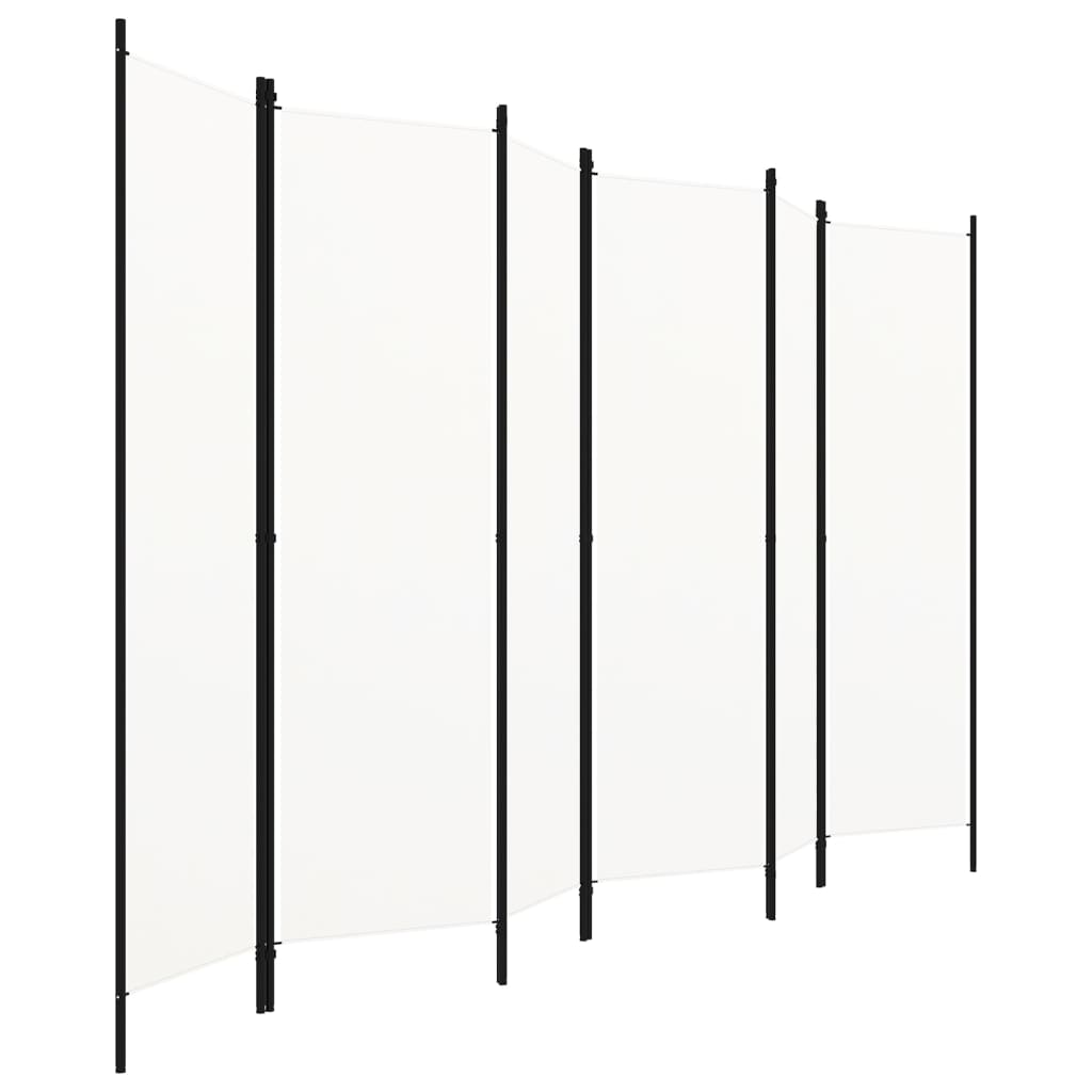 320727 vidaXL 6-Panel Room Divider White 300x180 cm