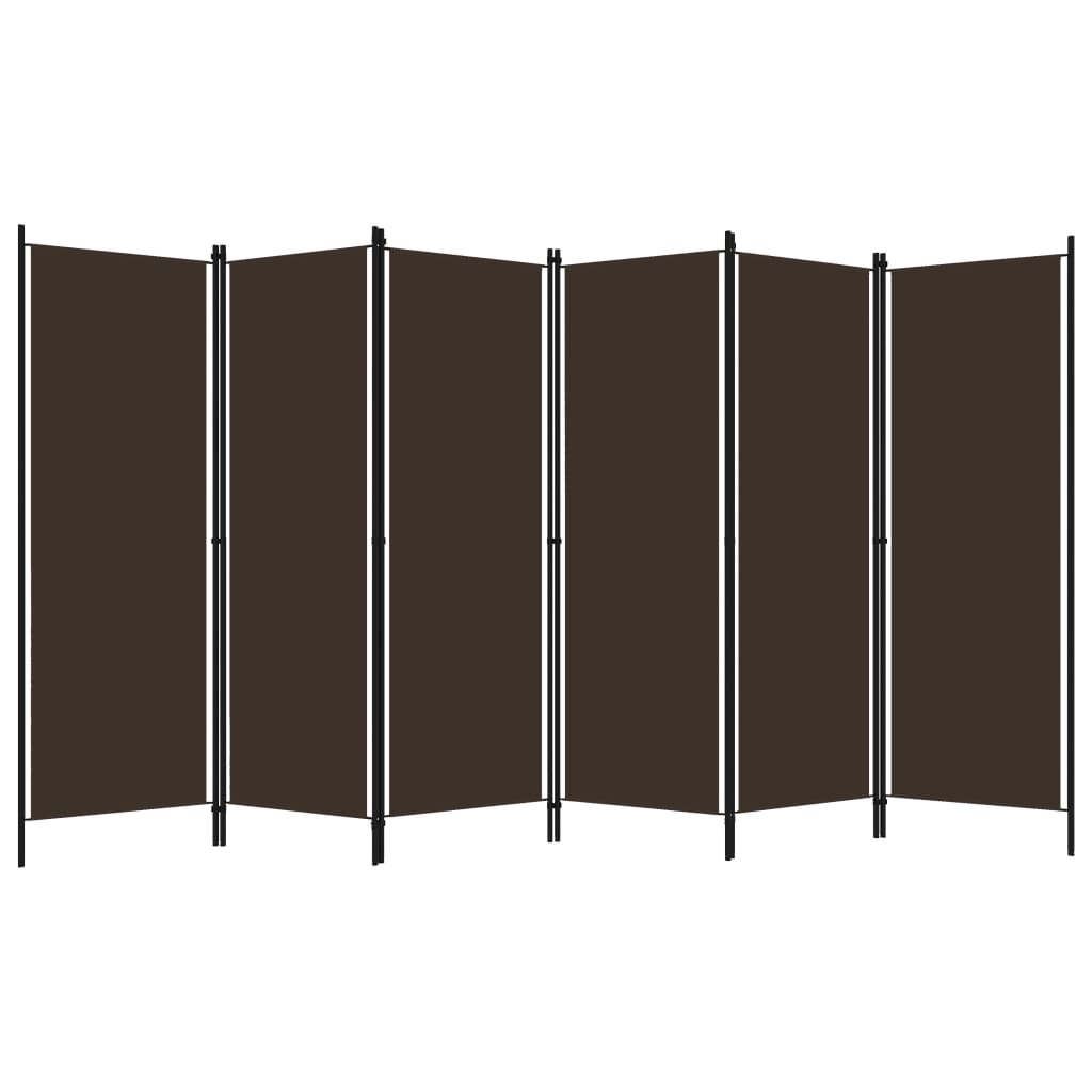 320728 vidaXL 6-Panel Room Divider Brown 300x180 cm