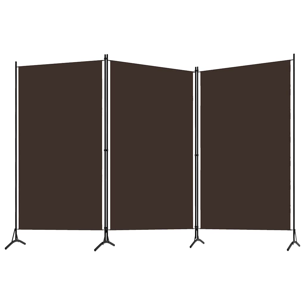320732 vidaXL 3-Panel Room Divider Brown 260x180 cm Fabric