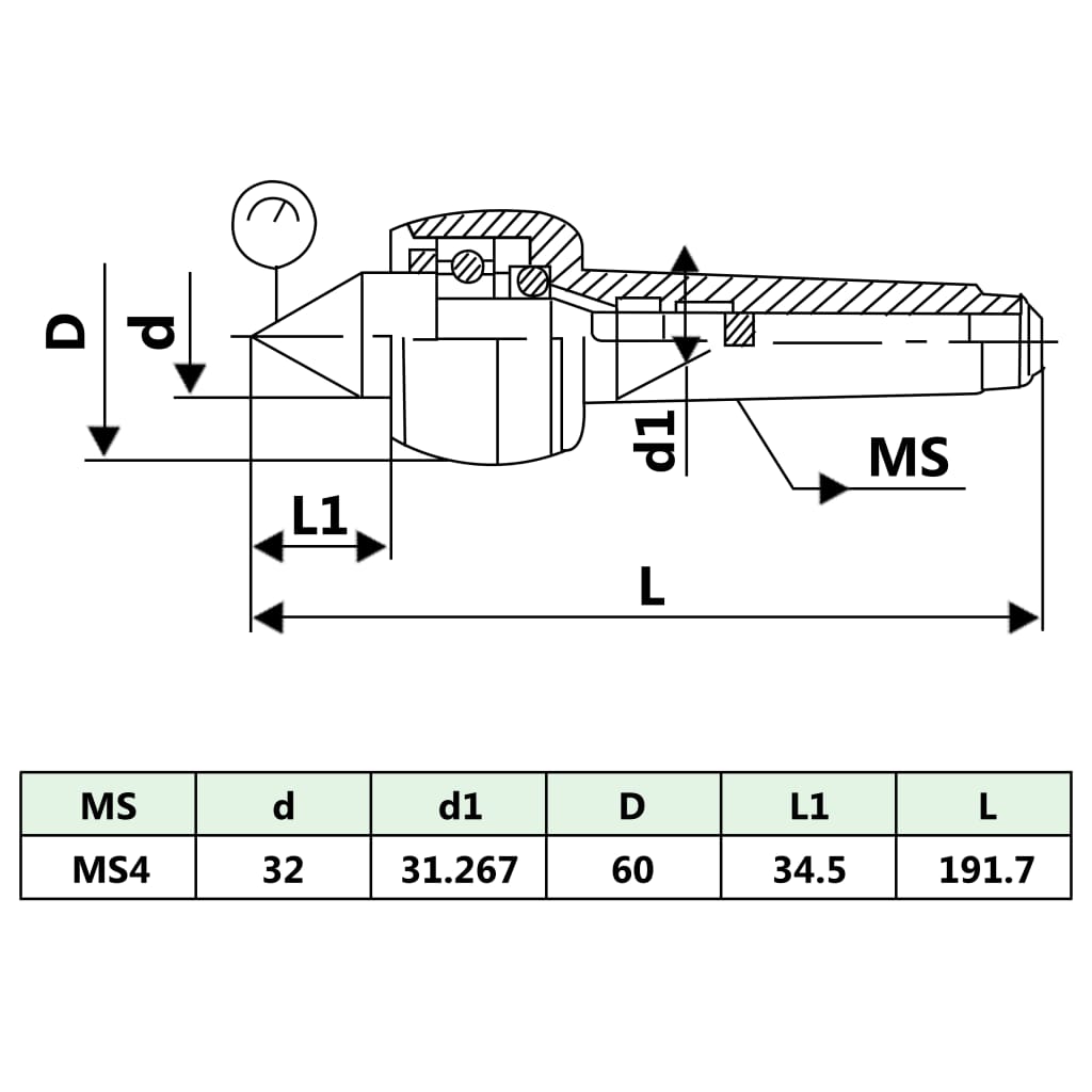 Lightweight Revolving Live Center DM314 MT4/MK4