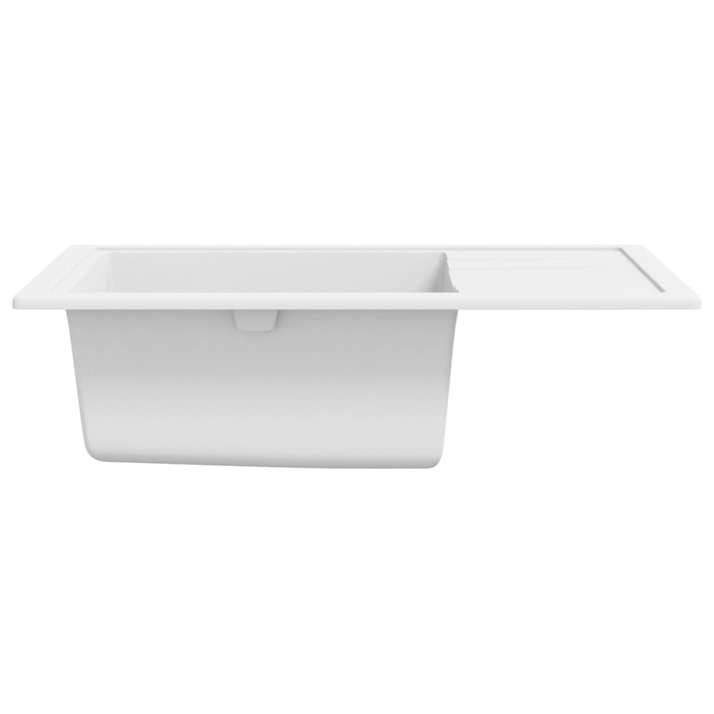 Kitchen Sink with Overflow Hole Oval White Granite