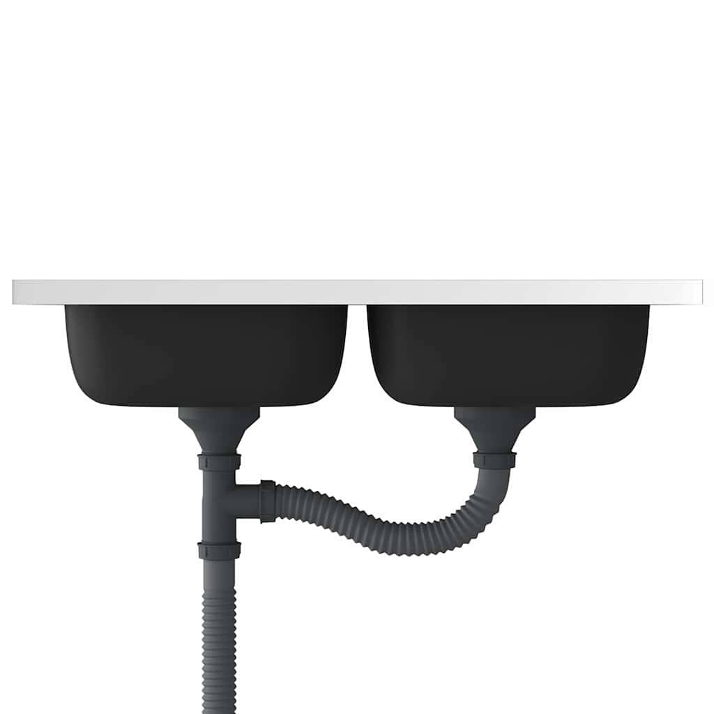 Kitchen Sink with Double Basins Silver 800x500x155 mm