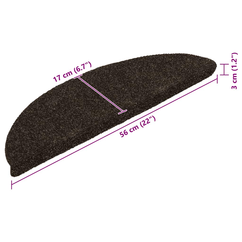 Stair Mat | Set of 15 | Dark brown | Needle-punched fabric (100% PP)