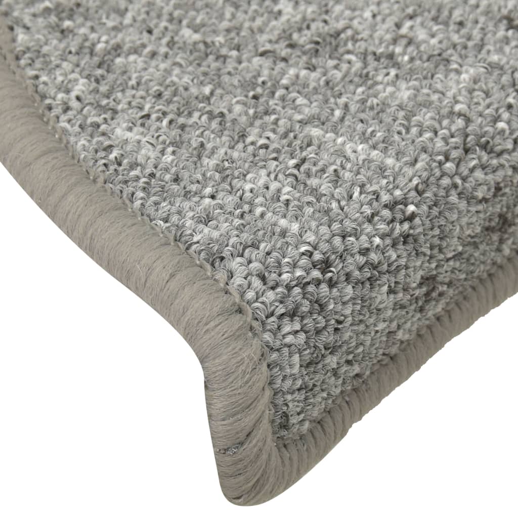 Stair mats 15 pcs 56 x 17 x 3 cm Non-Slip White and Grey