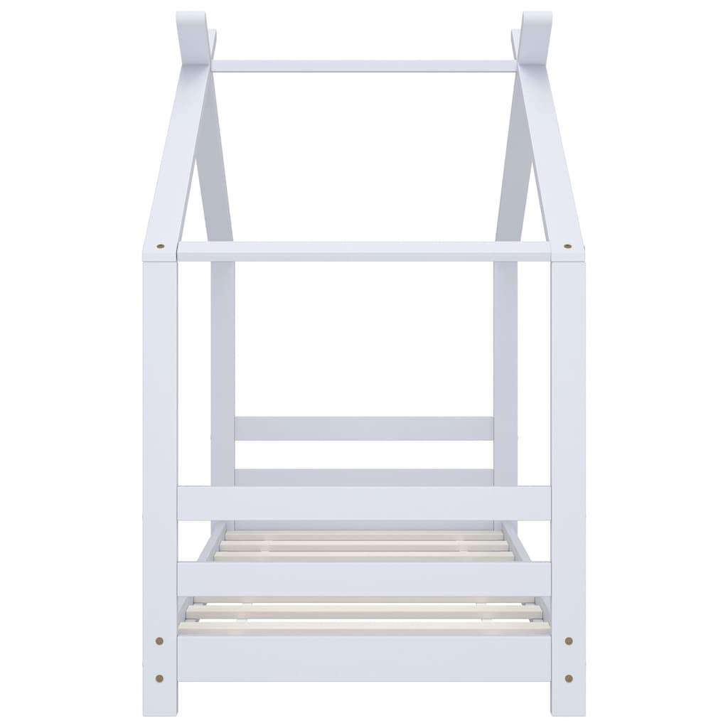 Kids Bed Frame White Solid Pine Wood 70x140 cm