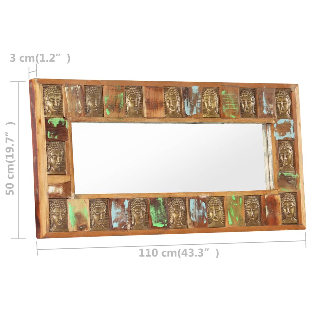 Mirror with Buddha Cladding 110x50 cm Solid Reclaimed Wood