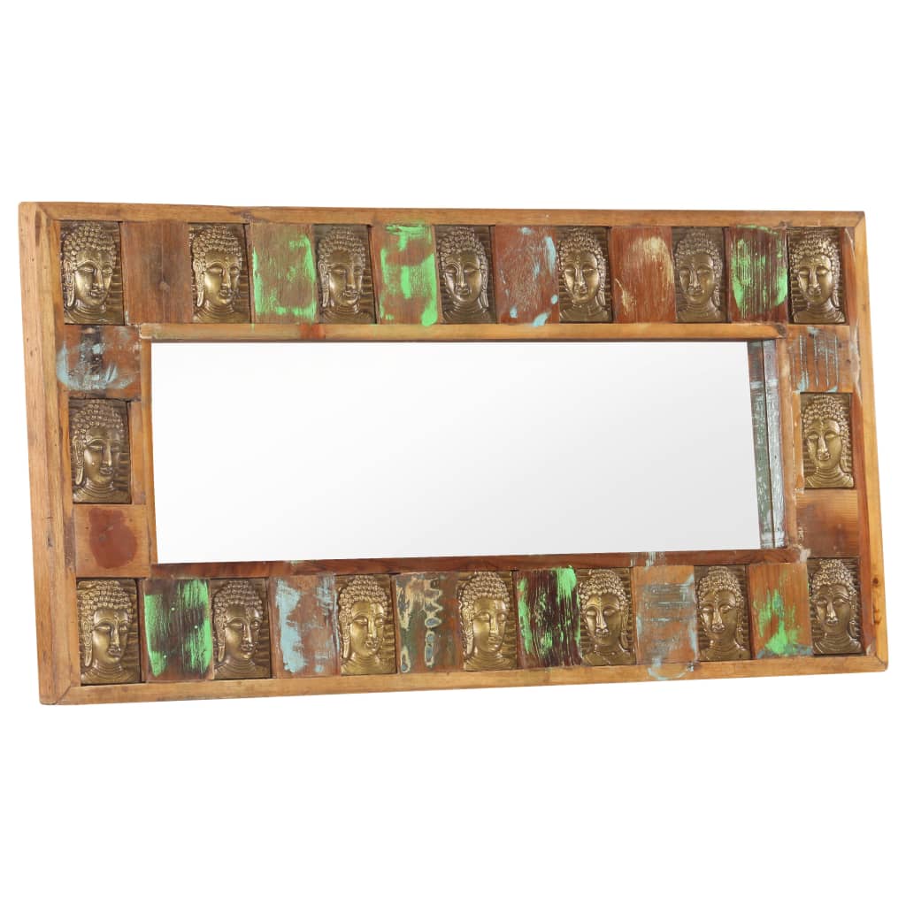 Mirror with Buddha Cladding 110x50 cm Solid Reclaimed Wood