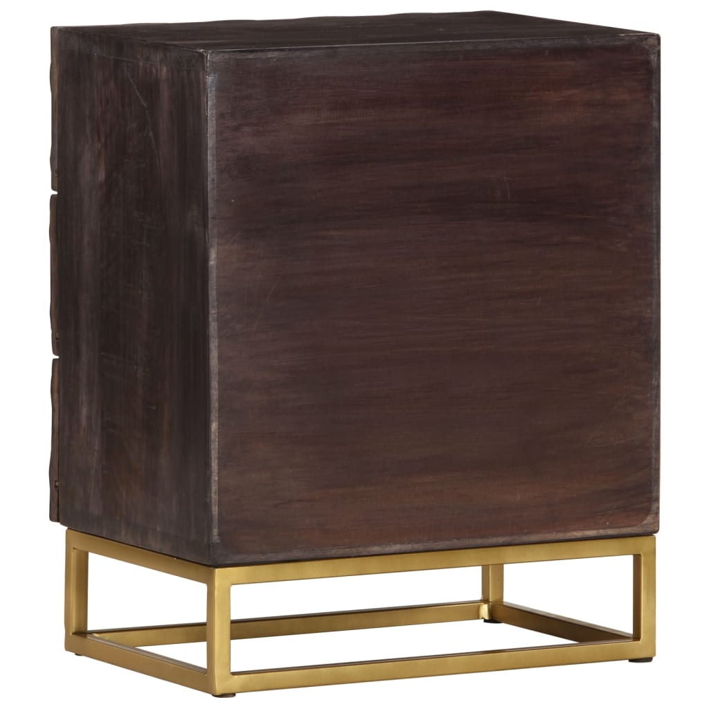 Bed Cabinet | Black | Solid mango wood, brass powder-coated iron | Medium