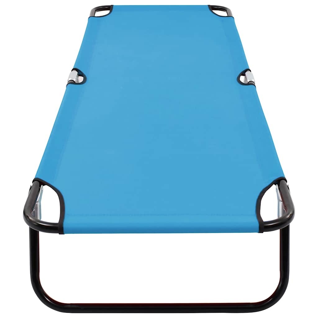 Folding Sun Lounger Steel Turquoise Blue