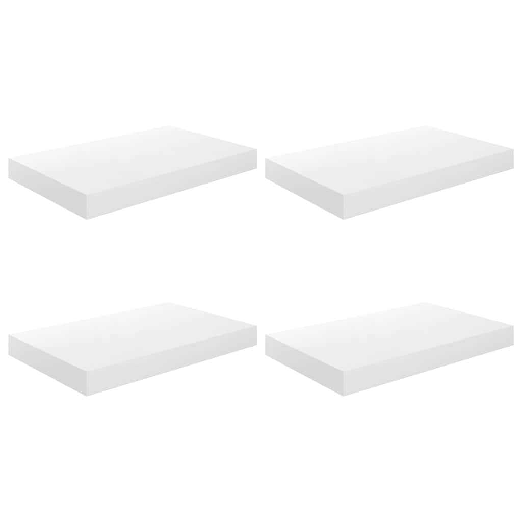 Floating Wall Shelves 4 pcs High Gloss White 40x23.5x3.8 cm MDF