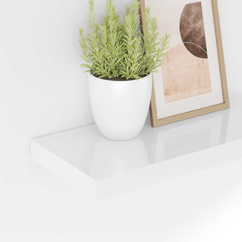 Floating Wall Shelves 4 pcs High Gloss White 40x23.5x3.8 cm MDF