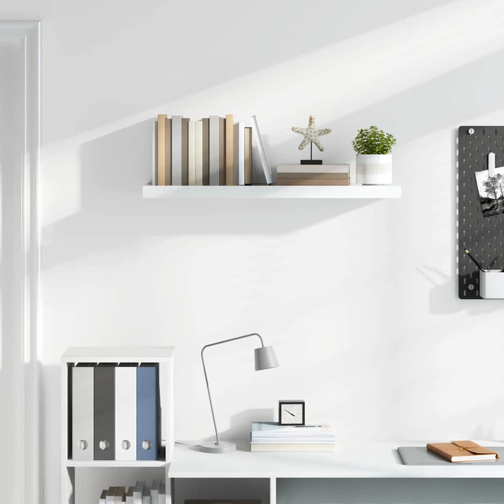 Floating Wall Shelf High Gloss White 90x23,5x3,8 cm MDF