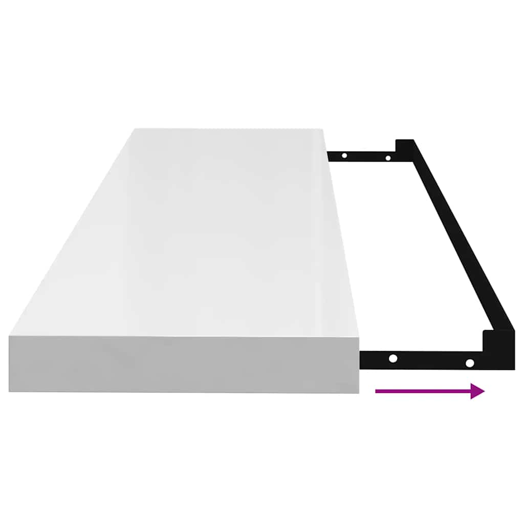 Floating Wall Shelves 4 pcs High Gloss White 90x23.5x3.8 cm MDF