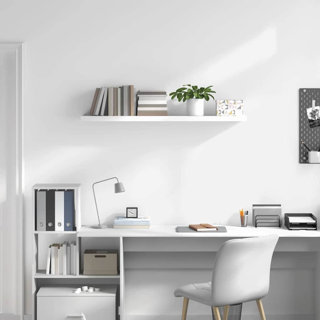 Floating Wall Shelf High Gloss White 120x23.5x3.8 cm MDF