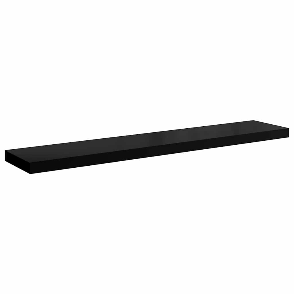 Floating Wall Shelves 2 pcs High Gloss Black 120x23.5x3.8 cm MDF