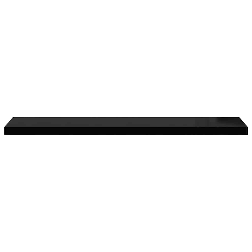 Floating Wall Shelves 2 pcs High Gloss Black 120x23.5x3.8 cm MDF