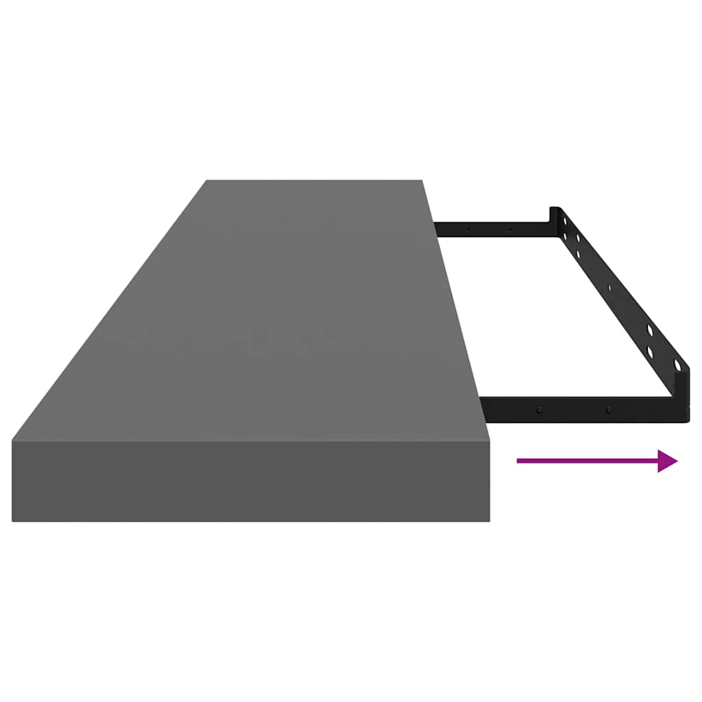 Floating Wall Shelf High Gloss Grey 120x23.5x3.8 cm MDF