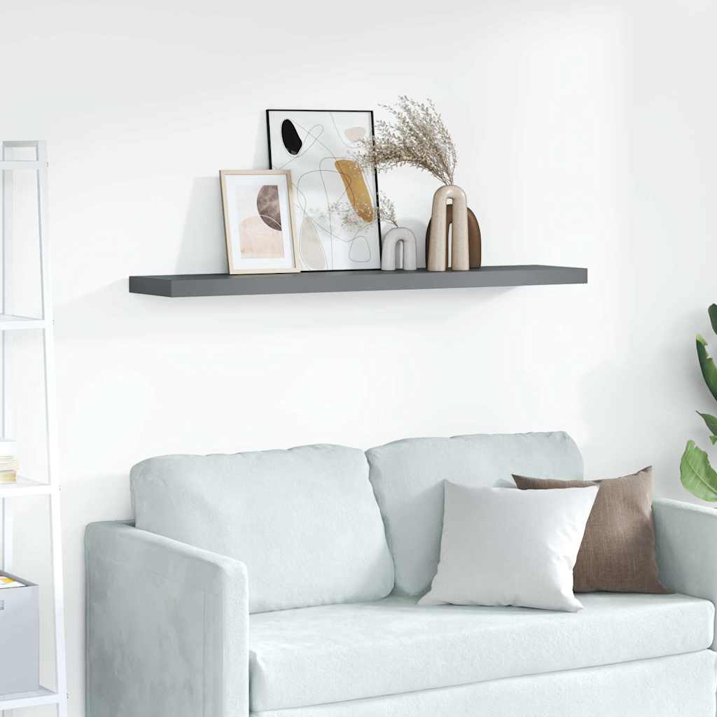 Floating Wall Shelf High Gloss Grey 120x23.5x3.8 cm MDF