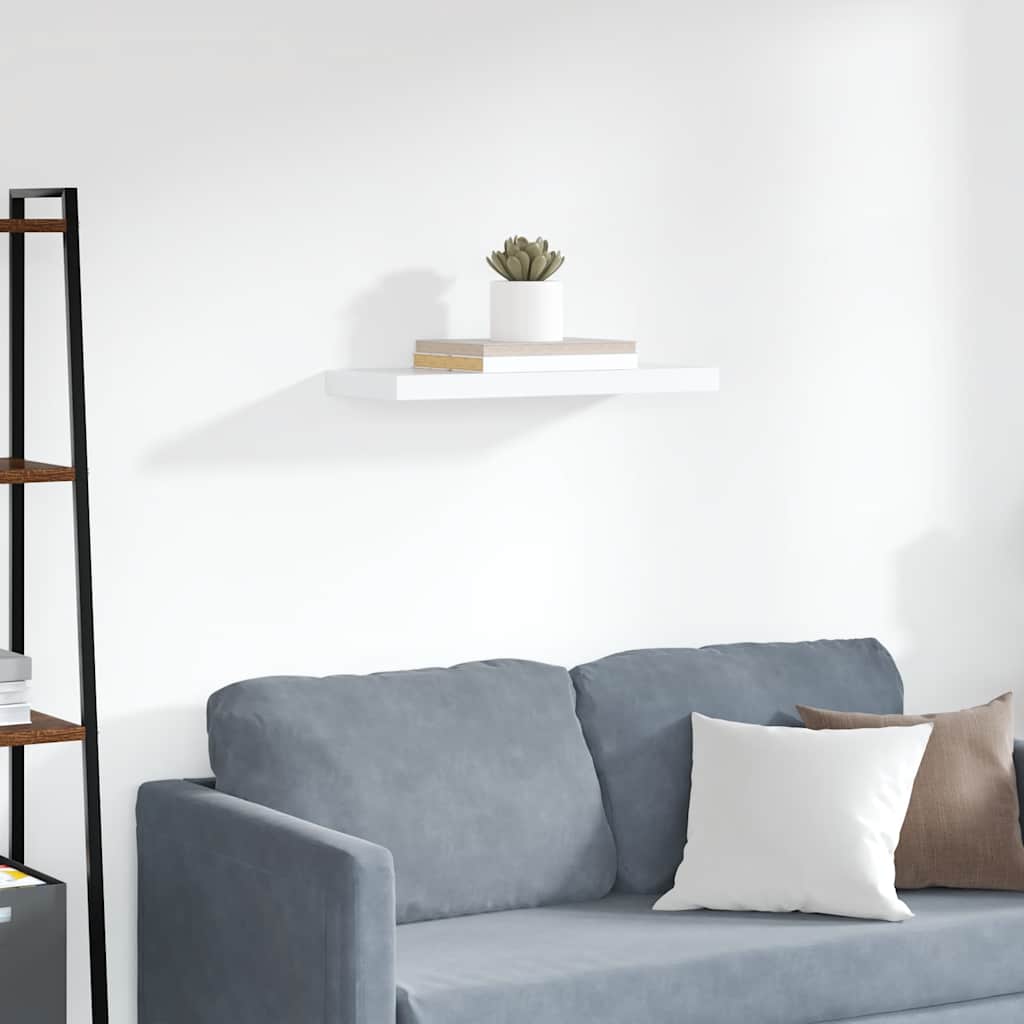 Floating Wall Shelf White 60x23.5x3.8 cm MDF