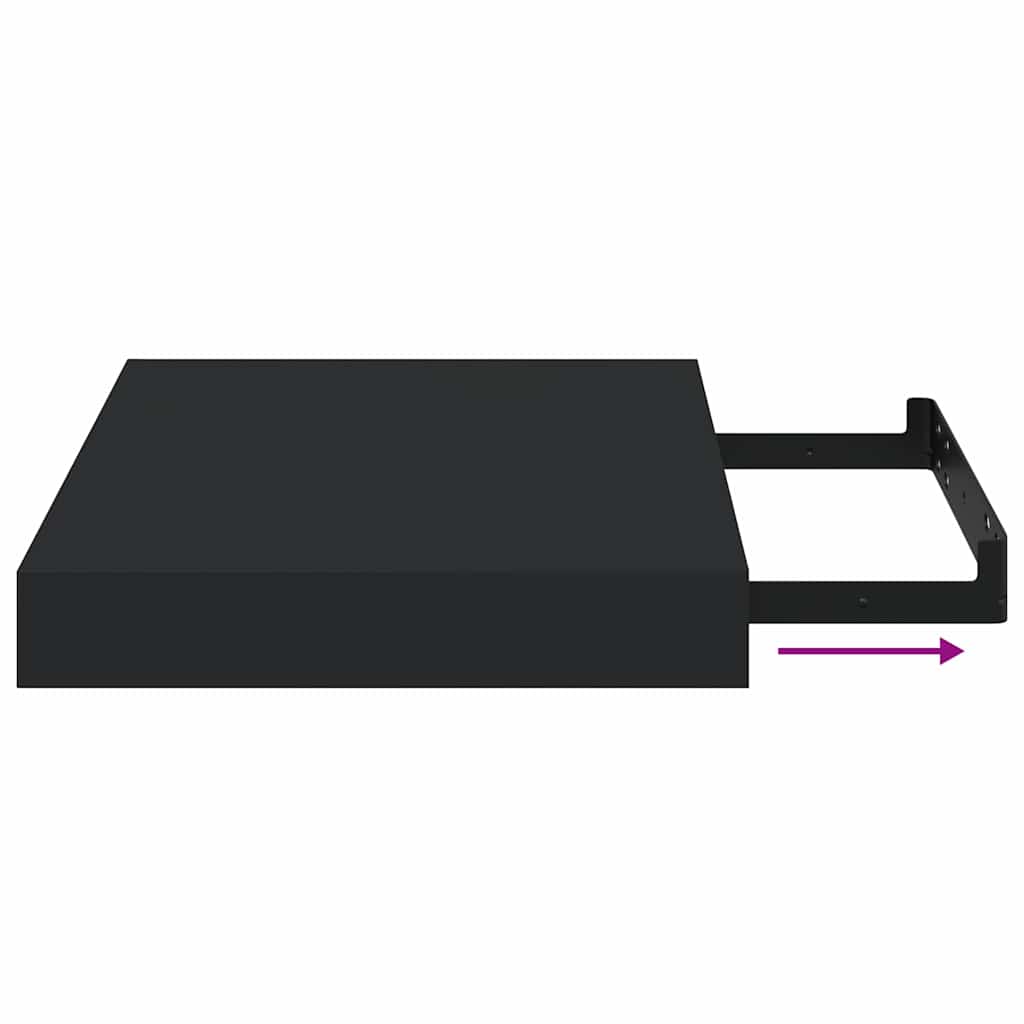 Floating Wall Shelves 2 pcs Black 23x23.5x3.8 cm MDF