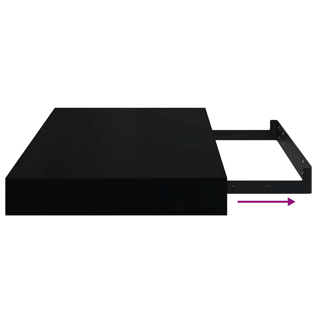 Floating Wall Shelf Black 40x23.5x3.8 cm MDF