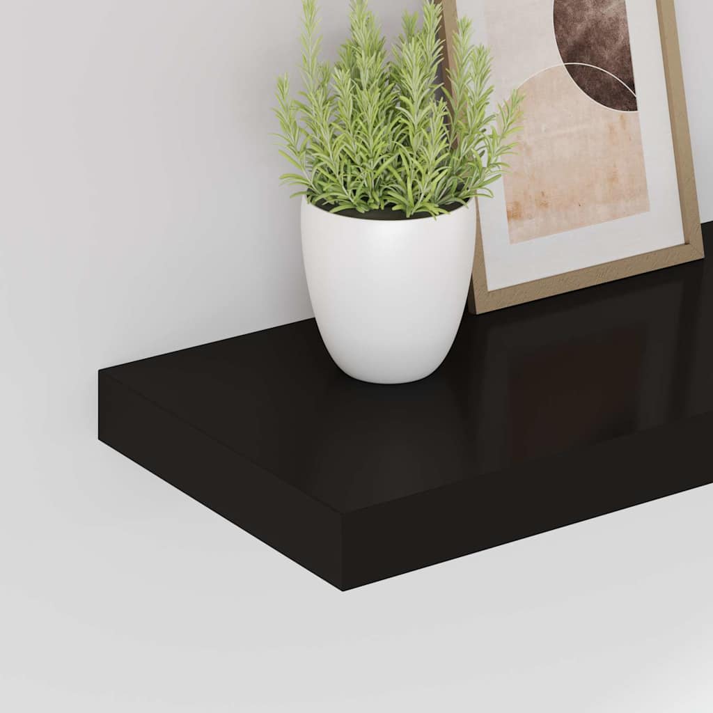 323832 vidaXL Floating Wall Shelf Black 60x23,5x3,8 cm MDF
