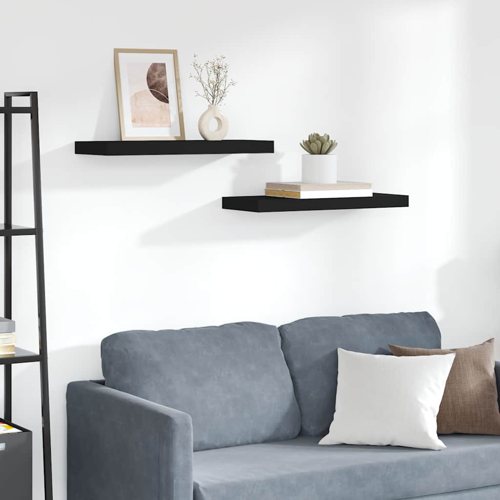 Floating Wall Shelves 2 pcs Black 60x23.5x3.8 cm MDF