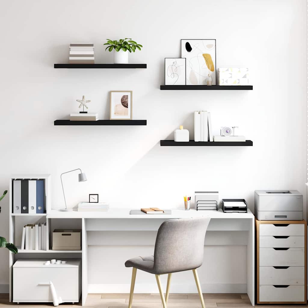 Floating Wall Shelves 4 pcs Black 80x23.5x3.8 cm MDF