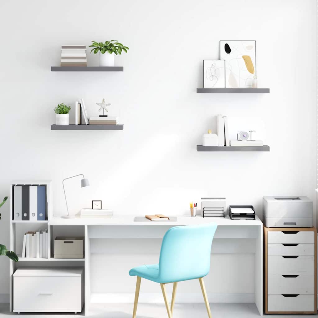 Floating Wall Shelves 4 pcs Grey 60x23.5x3.8 cm MDF