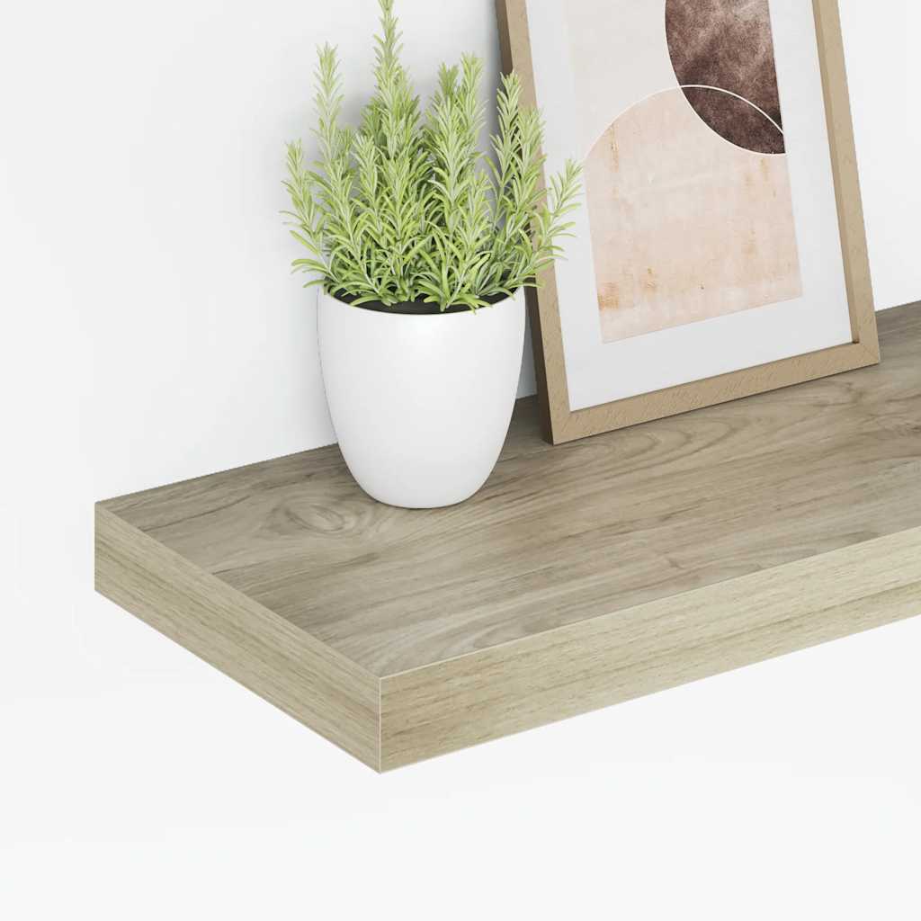 Floating Wall Shelves 2 pcs Oak 60x23.5x3.8 cm MDF