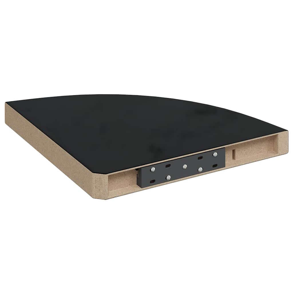 Corner Shelf | Set of 4 | High gloss black | Honeycomb MDF, metal