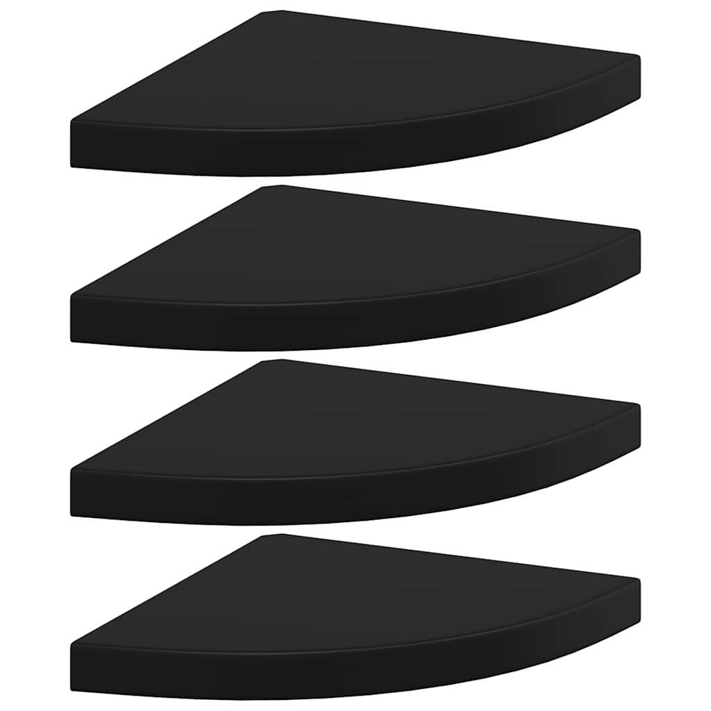 Corner Shelf | Set of 4 | Black | Honeycomb MDF, Metal | Medium
